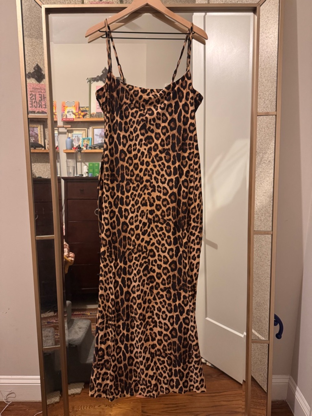 Good American Leopard stretchy  Dress in Tan and Black
